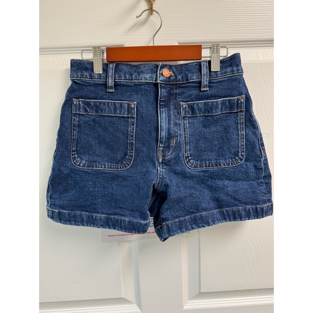 Madewell High Rise Patch Pocket Denim Shorts Indigo Blue DM7296 Womens 24